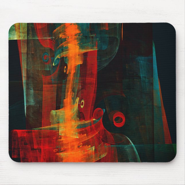 Water Orange Red Blue Modern Abstract Art Pattern Mouse Pad (Front)