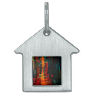 Water Orange Red Blue Modern Abstract Art Pattern Pet ID Tag