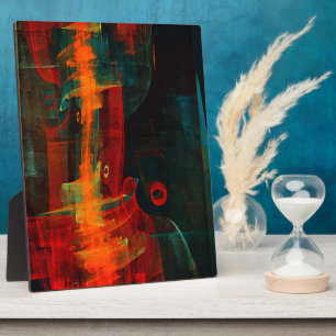 Water Orange Red Blue Modern Abstract Art Pattern Plaque