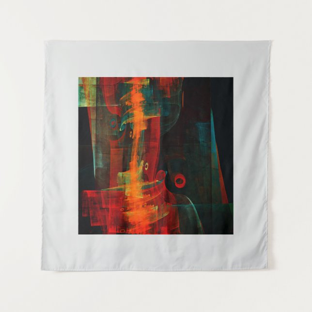 Water Orange Red Blue Modern Abstract Art Pattern Tapestry (Front)