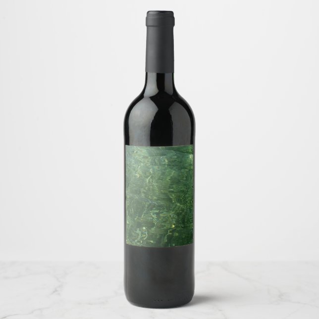 Water over Sea Grass II (Blue and Green) Photo Wine Label (Front)