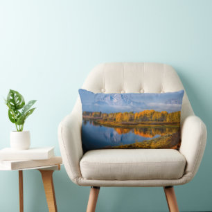Water Oxbow Bend Jackson Wyoming Lumbar Pillow
