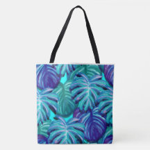 WATER PAINTS NATURE BLUE AND GREEN TOTE BAG