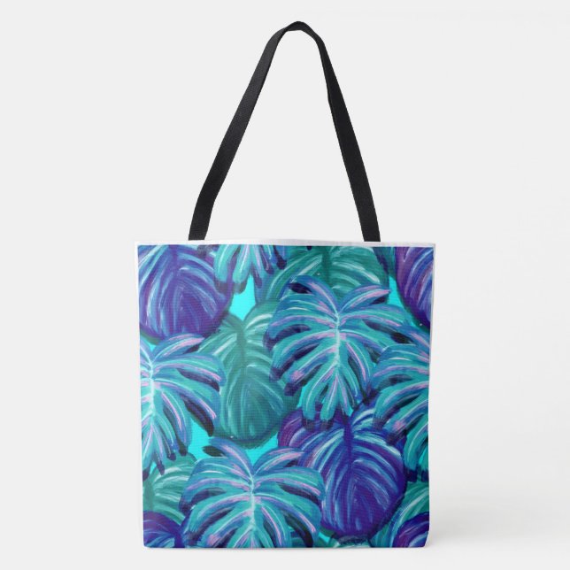 WATER PAINTS NATURE BLUE AND GREEN TOTE BAG (Front)