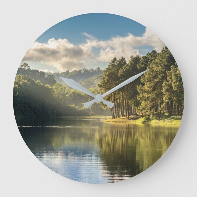 Water | Pang Oung Lake & Pine Forest Thailand Large Clock (Front)