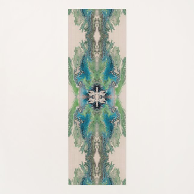 Water Path Flow – Abstract Aqua & Green Fluid Art  Yoga Mat (Front)