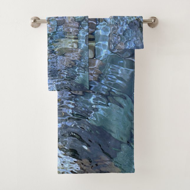 Water pattern river rock rippling water stream bath towel set (Insitu)
