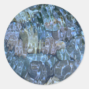 Water pattern river rock rippling water stream classic round sticker