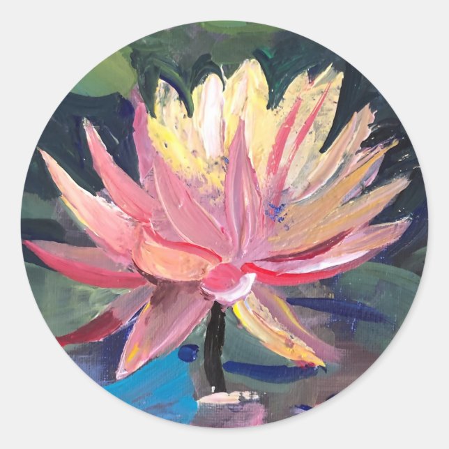Water pink lillie   classic round sticker (Front)
