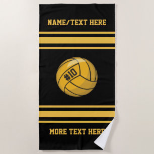 Water Polo Ball Team Player Name Number Custom Beach Towel
