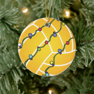 Water Polo Ball With Lights Holiday Oranament Ceramic Ornament