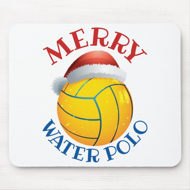 Water Polo Christmas Ball with Santa Hat Mouse Pad (Front)
