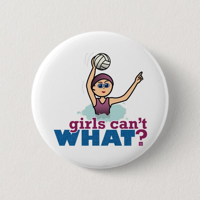 Water Polo Girl 2 Inch Round Button (Front)