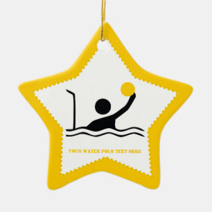 Water polo player black silhouette custom ceramic ornament