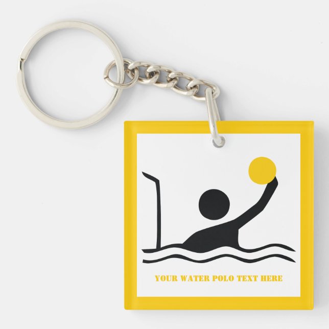 Water polo player black silhouette custom keychain (Front)