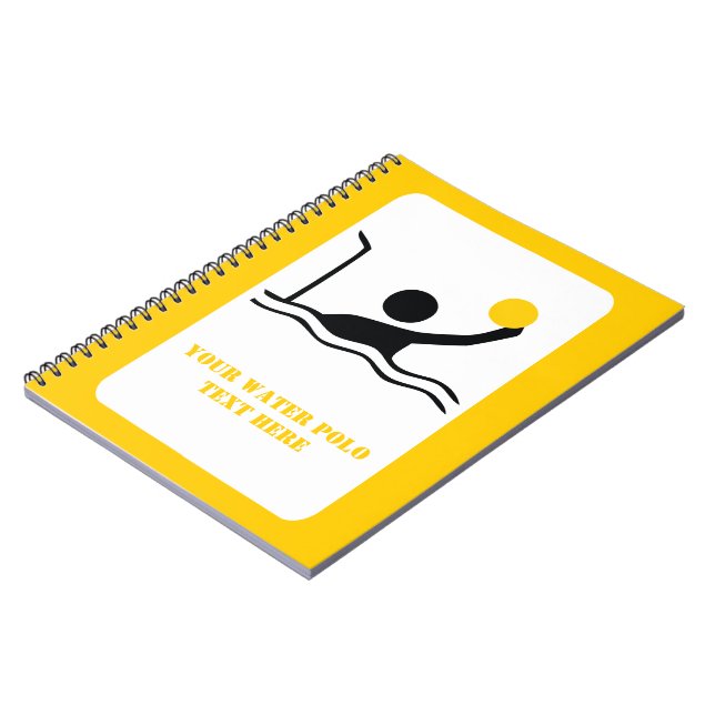 Water polo player black silhouette custom notebook (Left Side)
