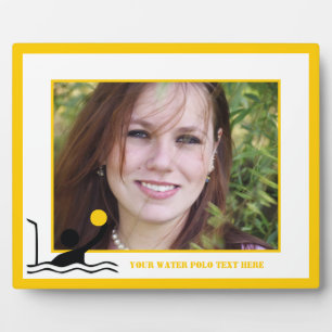 Water polo player black silhouette custom plaque