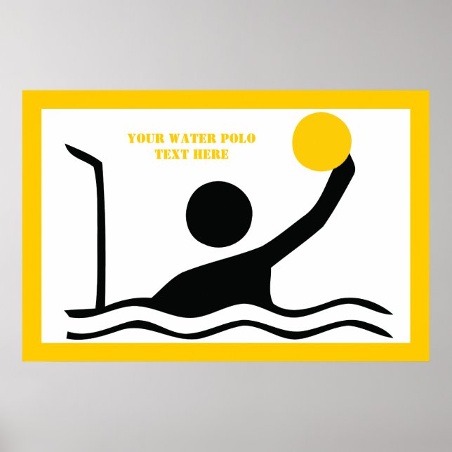 Water polo player black silhouette custom poster (Front)