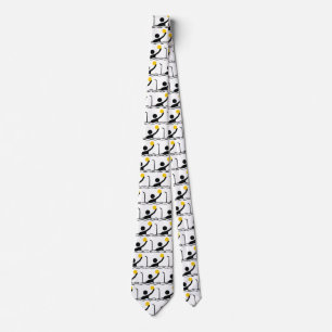 Water polo player black silhouette custom tie