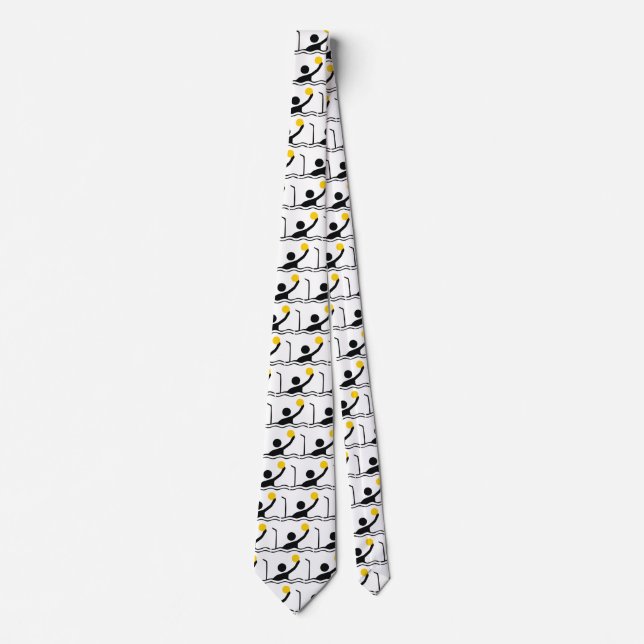 Water polo player black silhouette custom tie (Front)