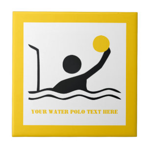 Water polo player black silhouette custom tile