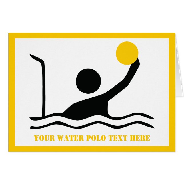 Water polo player black silhouette greeting card (Front Horizontal)