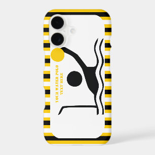 Water polo player black silhouette yellow stripes