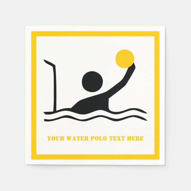 Water polo player black yellow icon custom napkin (Front)