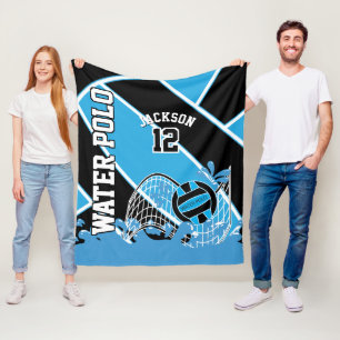 Water Polo 🤽‍♀️ Sport in Blue, Black and White Fleece Blanket