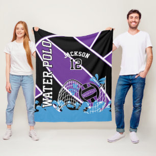 Water Polo 🤽‍♀️ Sport in Purple, Black and White Fleece Blanket
