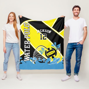 Water Polo 🤽🏼♀ Sport in Yellow, Black and White Fleece Blanket