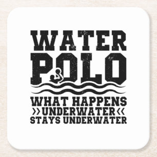 Water Polo Team Sports Player Trainer Gifts Square Paper Coaster