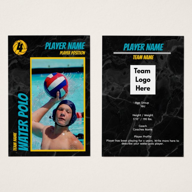Water Polo Trading Card Customizable Collectable (Front & Back)