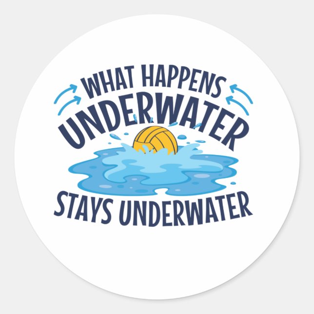 Water Polo What Happens Underwater Classic Round Sticker (Front)