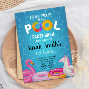 Water Pool Birthday Invitations