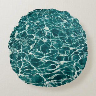 Water pool ocean blue green round pillow