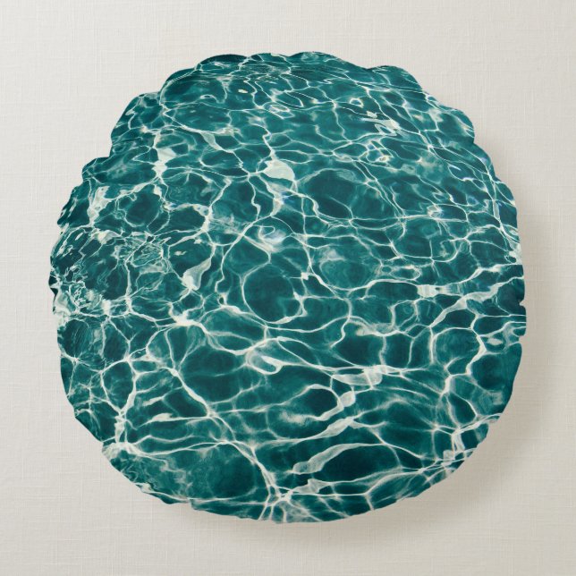 Water pool ocean blue green round pillow (Front)