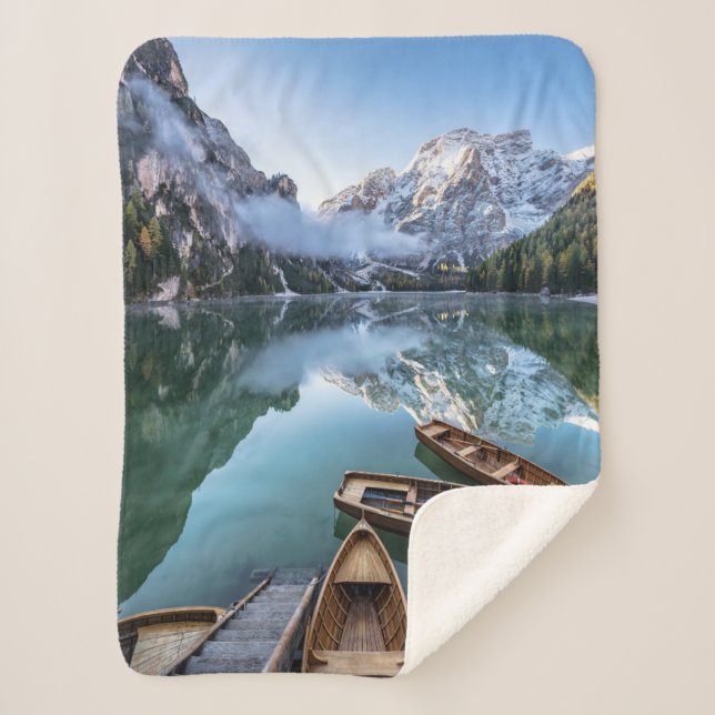 Water | Pragser Wildsee Dolomites Italy Sherpa Blanket (Front)