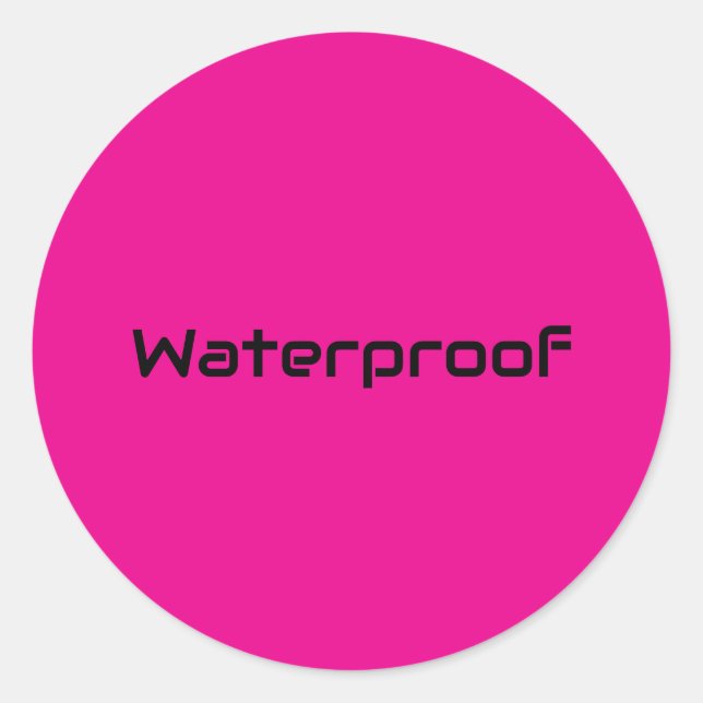 Water Proof  Hot Pink Splash Free Package Text Classic Round Sticker (Front)