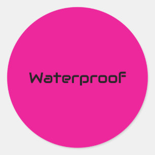 Water Proof  Hot Pink Splash Free Package Text Classic Round Sticker