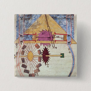 Water Pump, from 'Book of Knowledge of Ingenious 2 Inch Square Button