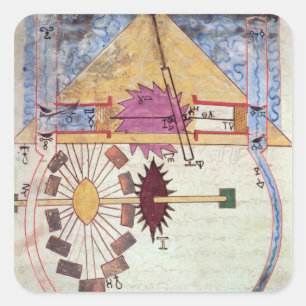 Water Pump, from 'Book of Knowledge of Ingenious Square Sticker