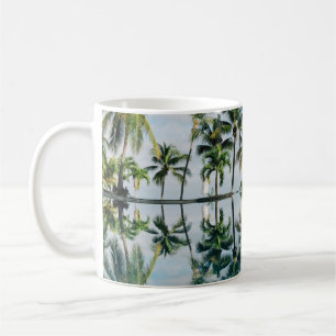 WATER REFLECTION OF COCONUT PALM TREES COFFEE MUG
