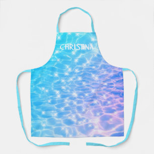 Water ripples Blue rippling water chic custom name Apron