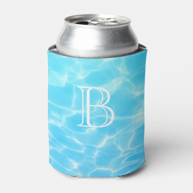 Water ripples water background cool chill monogram can cooler (Can Front)