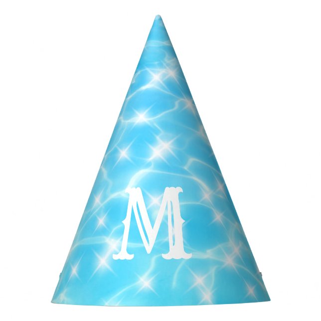 Water ripples water texture modern custom monogram party hat (Front)