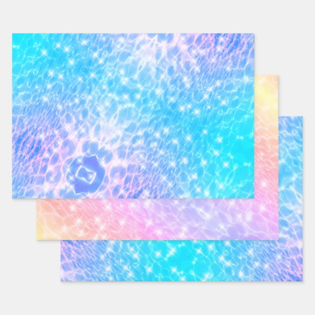 Water ripples water textures modern chic elegant wrapping paper sheet (Set)