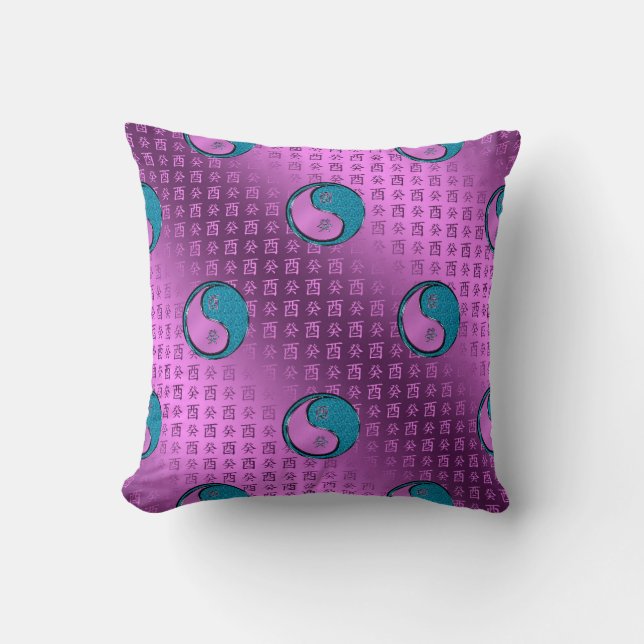 Water Rooster Throw Pillow (Front)