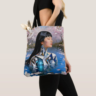 "Water’s Digital Dream" – A Digital Portrait Tote Bag