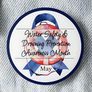 Water Safety & Drowning Prevention Awareness Bouy 2 Inch Round Button